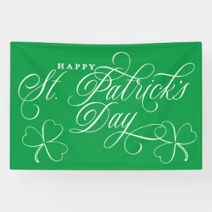 Lona Elegant Happy St Patricks Day script con shamrock