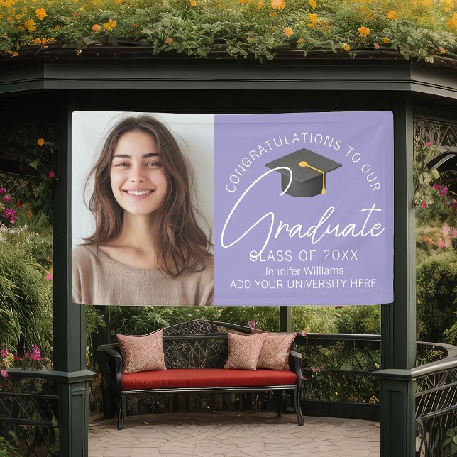 Lona Elegant Lavender Graduate Photo Graduation Party (Subido por el creador)