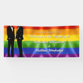 Lona Elegant Modern Gay Men Wedding Rainbow Welcome