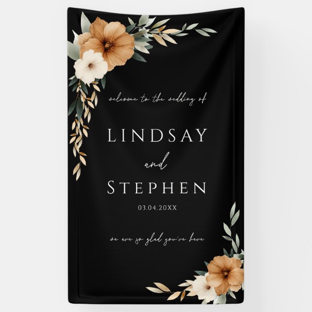 Lona Elegant Monogram Copper Earthy Black Wedding (Vertical)