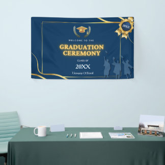 Lona Elegant Navy & Gold Graduation Ceremony Banner