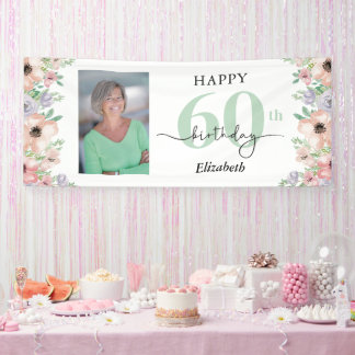 Lona Elegant Pastel Floral 60th Birthday Party Photo 