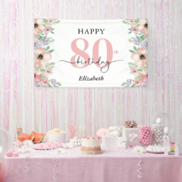 Lona Elegant Pastel Floral 80th Birthday Party 