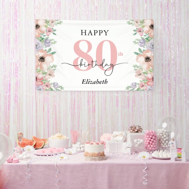 Lona Elegant Pastel Floral 80th Birthday Party  (Fiesta)