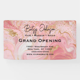 Lona Elegant Pink & Gold Glitter Marbled Business Sign