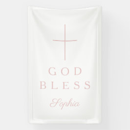 Lona Elegant Pink Religious Cross Girl God Bless