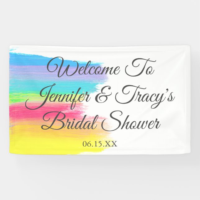 Lona Elegant Rainbow Personalized Lesbian Bridal Shower (Horizontal)