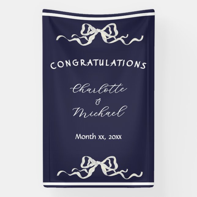 Lona Elegant Ribbon Romantic Wedding Congratulations  (Vertical)