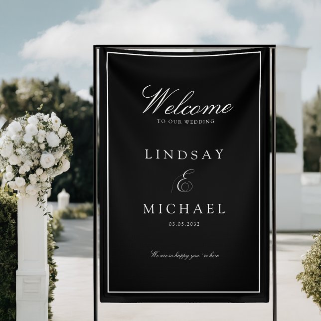 Lona Elegant Royal Black & White Wedding (Elegant Royal Black & White Wedding Banner)