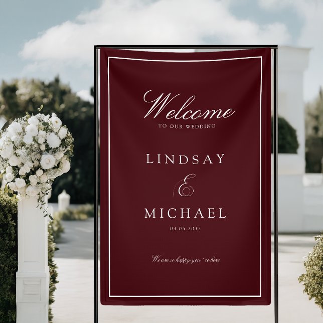 Lona Elegant Royal Burgundy & White Wedding (Elegant Royal Burgundy & White Wedding Banner)