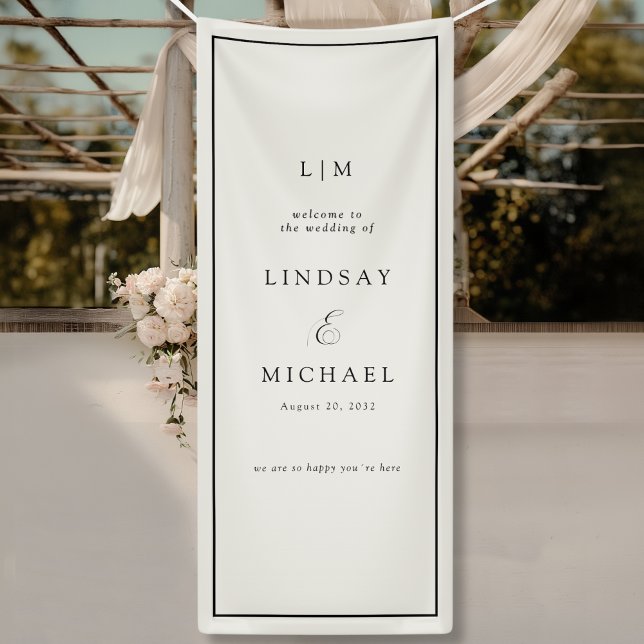 Lona Elegant Royal Ivory Monogram Wedding  Banner (Elegant Royal Ivory Monogram Wedding Banner)