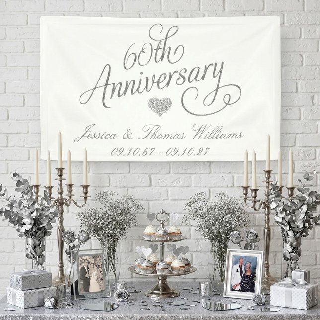 Lona Elegant Script 60th Diamond Wedding Anniversary (Subido por el creador)