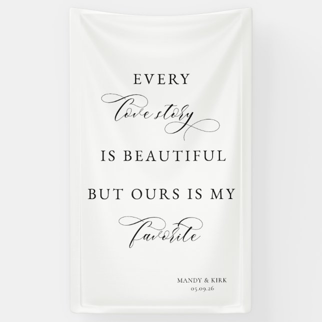 Lona Elegant Script Wedding Backdrop Banner – love  (Vertical)