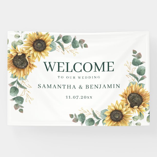 Lona Elegant Sunflower Watercolor Wedding Custom (Horizontal)