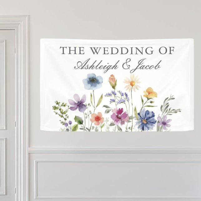 Lona Elegant Wildflower Spring Wedding Personalized (Subido por el creador)
