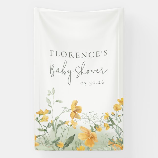 Lona Elegant Yellow Floral Baby Shower (Vertical)