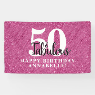 Lona Elegante 50 y fabulosa mancha rosada 50 cumpleaños