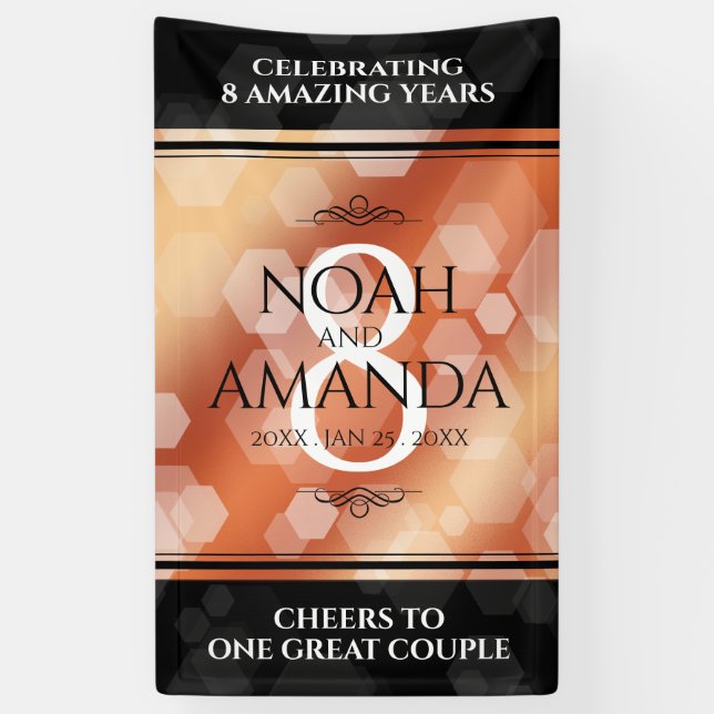 Lona Elegante 8° Aniversario del Boda de Bronce (Vertical)
