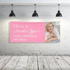 Lona Elegante Alegría Rosa Otro Año Foto De Cumpleaños