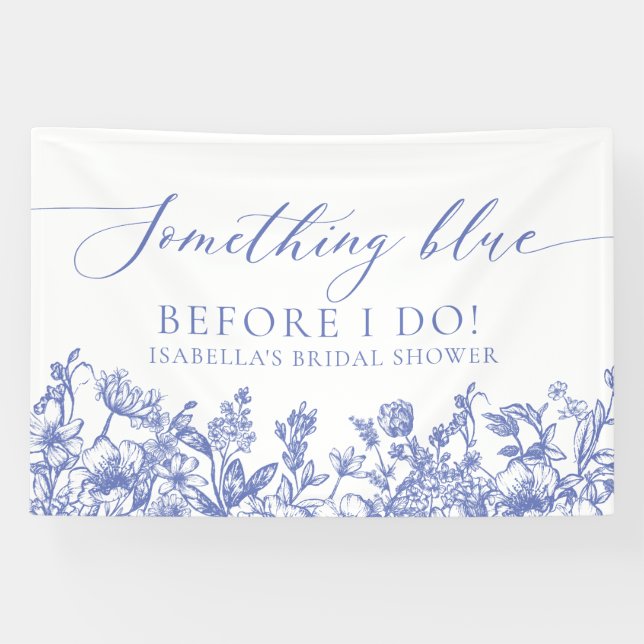 Lona Elegante Algo Azul Antes De Hacer Ducha Bridal (Horizontal)