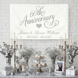 Lona Elegante Aniversario de Bodas de Diamante de 60 añ