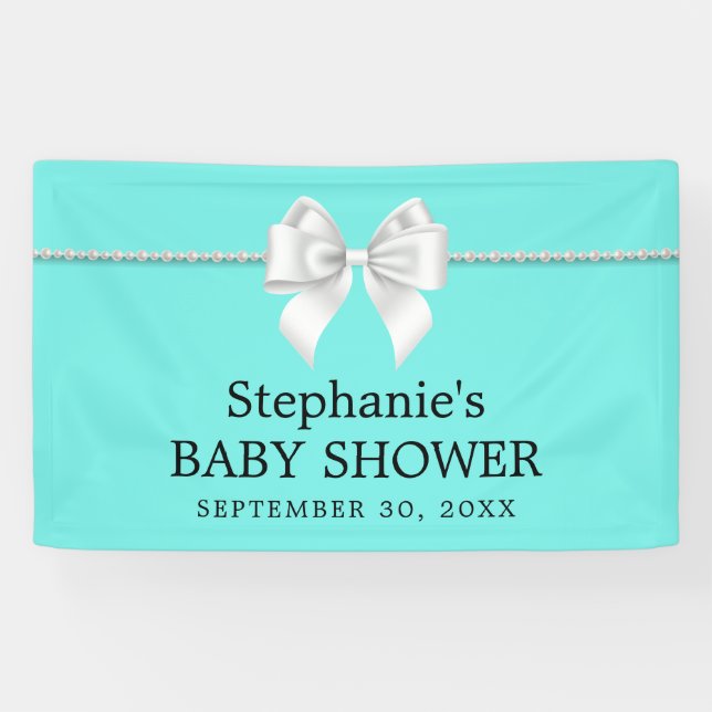 Lona Elegante Aqua Verde azulada Tiffany Theme Baby Sho (Horizontal)