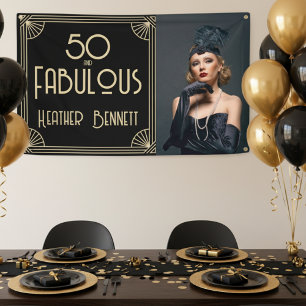 Lona Elegante Art Deco 50 y Cumpleaños Fabuoso