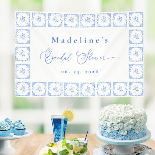 Lona Elegante Azulejo Mediterráneo para Despedida de So