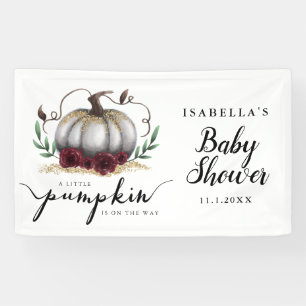 Lona Elegante Baby Shower de calabaza blanca