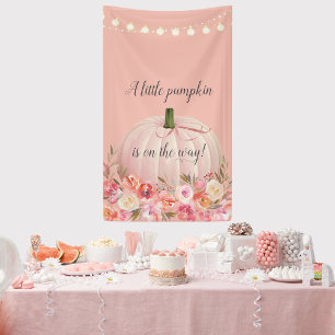 Lona Elegante Baby Shower de Calabaza en Rosa Dorado