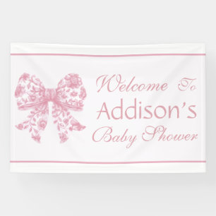 Lona Elegante Baby Shower rosa de Coquette francés