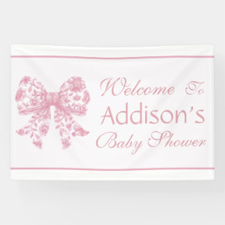 Lona Elegante Baby Shower rosa de Coquette francés