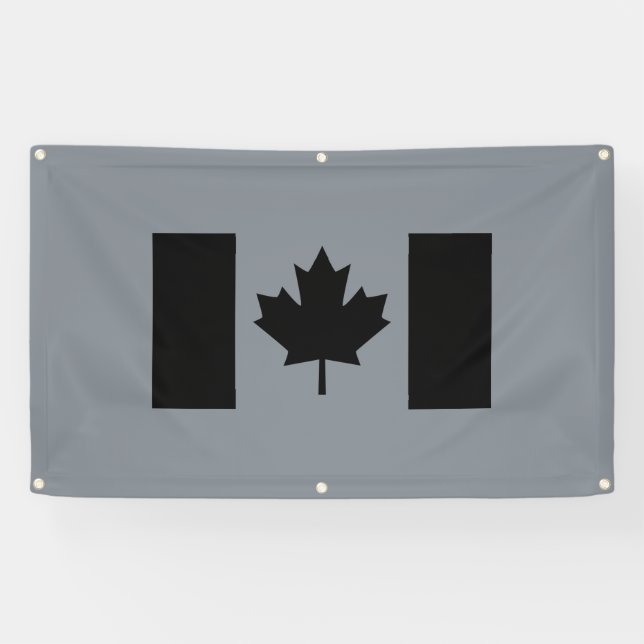Lona Elegante bandera canadiense en negro (Horizontal)