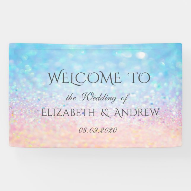 Lona Elegante Banner Boda Bokeh Ombre (Horizontal)