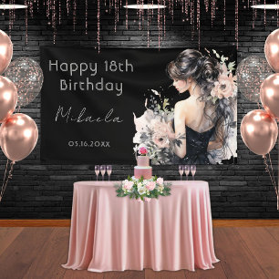 Lona Elegante Banner de bienvenida de 18º cumpleaños co