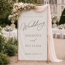Lona Elegante Banner de Bienvenida para Boda Minimalist