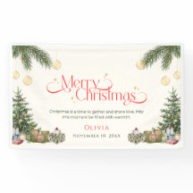 Elegante Banner de Feliz Navidad en Acuarela Verde