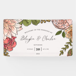 Lona Elegante Banner de Invitación de Boda Floral – Ros
