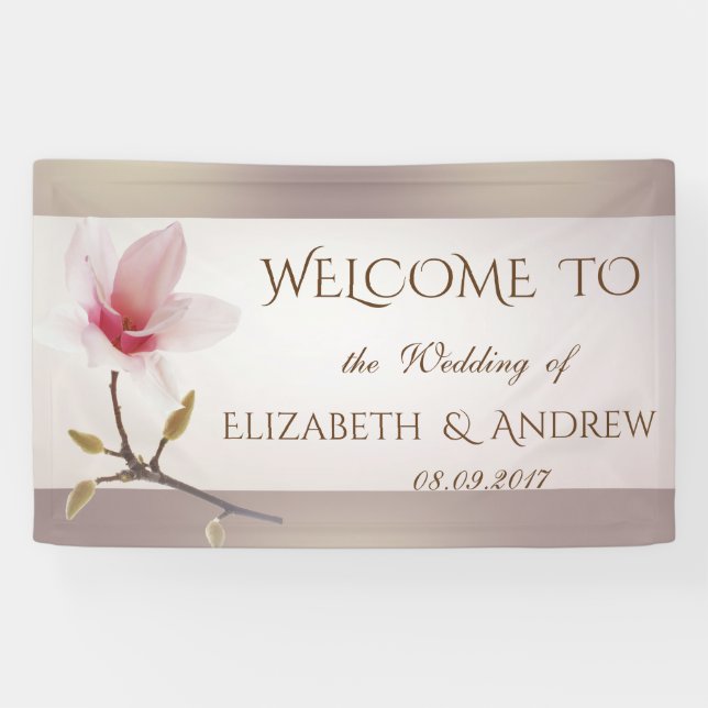 Lona Elegante Banner Magnolia Boda (Horizontal)