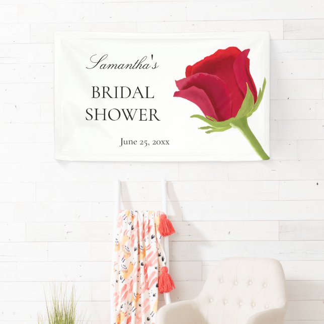 Lona Elegante Baño de Novia con Rosa Roja (In situ)