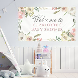Lona Elegante bienvenida Baby Shower de Primavera Flora