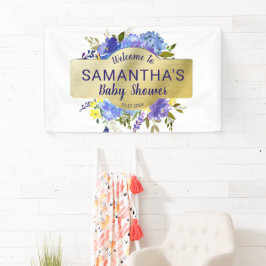 Lona Elegante bienvenida Baby Shower Purple Floral Gold