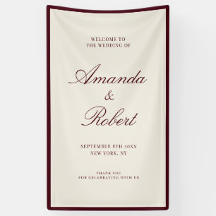 Lona Elegante Bienvenida de Boda en Burgundy Old Money