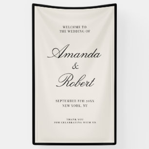 Lona Elegante Bienvenida de Boda en Marfil Dinero Antig