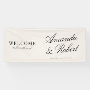 Lona Elegante Bienvenida de Boda en Marfil Dinero Antig
