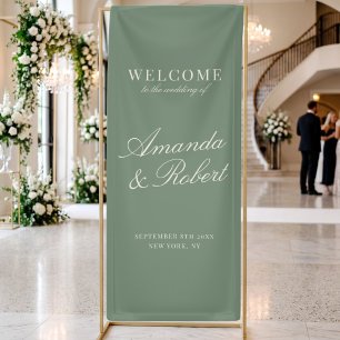 Lona Elegante Bienvenida de Boda Verde Menta Dinero Ant