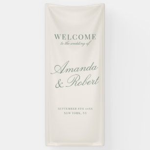 Lona Elegante Bienvenida de Boda Verde Sabio Dinero Ant