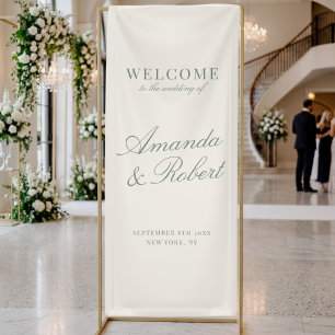 Lona Elegante Bienvenida de Boda Verde Sabio Dinero Ant
