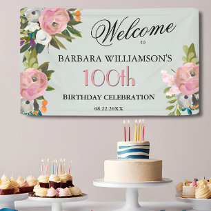Lona Elegante Bienvenida de Cumpleaños número 100 con F
