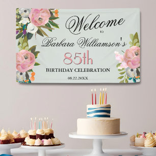 Lona Elegante Bienvenida Floral Pintada a Mano para 85 